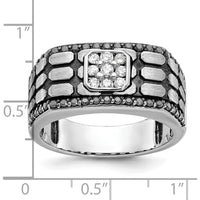 14K White Gold Men's Band Ring with Round Black and White Diamonds - 0.63 Carats Total Diamond Weight by IBGoodman