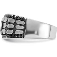 14K White Gold Men's Band Ring with Round Black and White Diamonds - 0.63 Carats Total Diamond Weight by IBGoodman