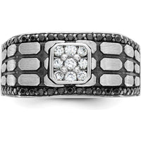 14K White Gold Men's Band Ring with Round Black and White Diamonds - 0.63 Carats Total Diamond Weight by IBGoodman
