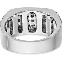 14K White Gold Men's Band Ring with Round Black and White Diamonds - 0.63 Carats Total Diamond Weight by IBGoodman