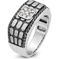 14K White Gold Men's Band Ring with Round Black and White Diamonds - 0.63 Carats Total Diamond Weight by IBGoodman