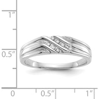 14K White Gold Men's Band Ring with Round Diamonds - 0.048 Carat Total Diamond Weight by 0