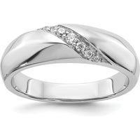 14K White Gold Men's Band Ring with Round Natural Diamonds - 0.08 Carat Total Diamond Weight by 0