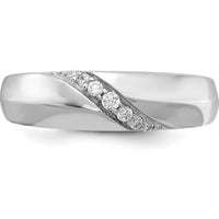 14K White Gold Men's Band Ring with Round Natural Diamonds - 0.08 Carat Total Diamond Weight by 0