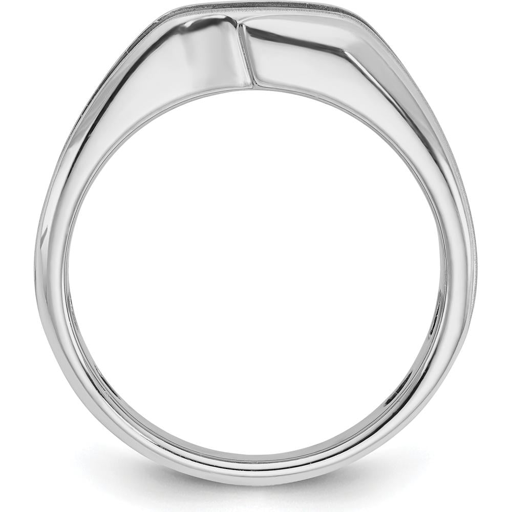 14K White Gold Men's Band with Black Rhodium and 1/5 Carat Diamond - AA Quality Solitaire Ring by IBGoodman