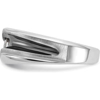 14K White Gold Men's Band with Black Rhodium and 1/5 Carat Diamond - AA Quality Solitaire Ring by IBGoodman