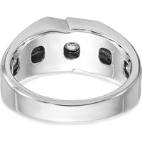 14K White Gold Men's Band with Black Rhodium and 1/5 Carat Diamond - AA Quality Solitaire Ring by IBGoodman