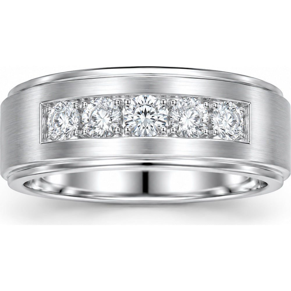14K White Gold Men's Band with Channel-Set Round Diamonds - 0.54 Carat Total Diamond Weight by Auriventus