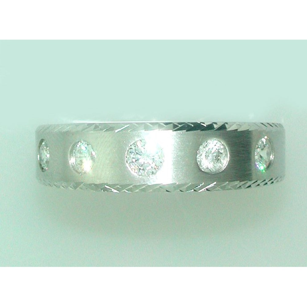 14K White Gold Men's Band with Flush-Set Round Diamonds - 0.54 Carat Total Diamond Weight by Auriventus