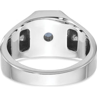 14K White Gold Men's Blue Sapphire and Diamond Ring with Octagonal Setting by IBGoodman