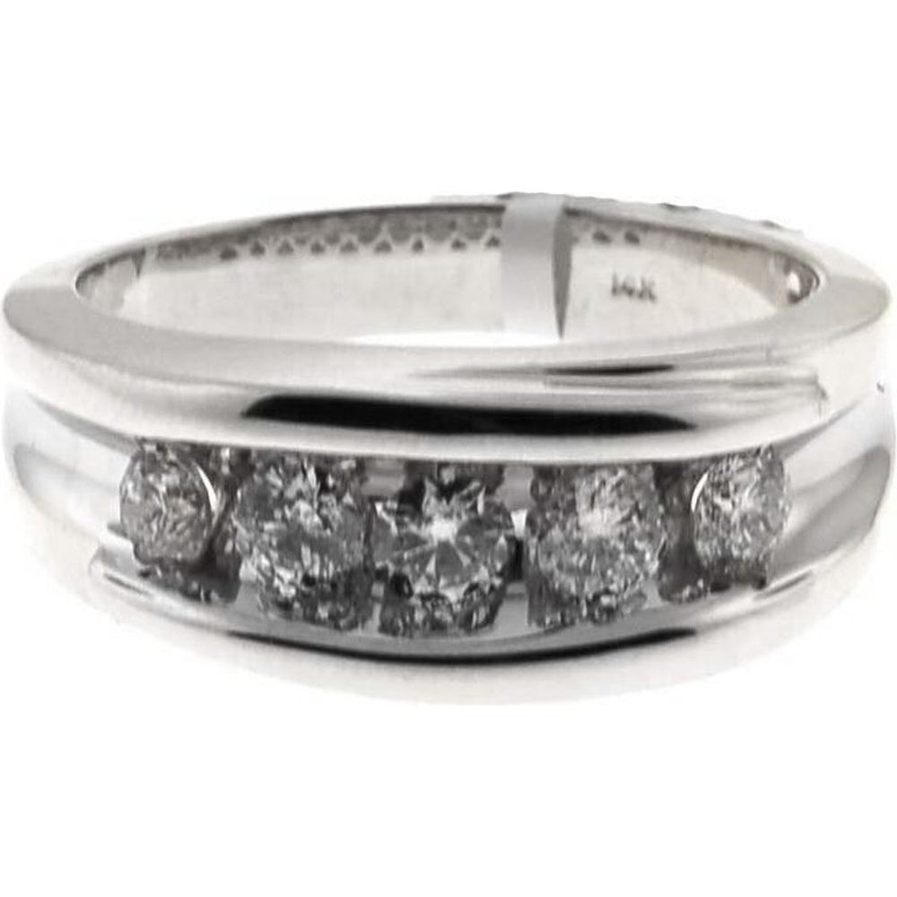 14K White Gold Men's Channel-Set Band with Round Brilliant Diamonds - 0.49 Carat Total Diamond Weight by Auriventus