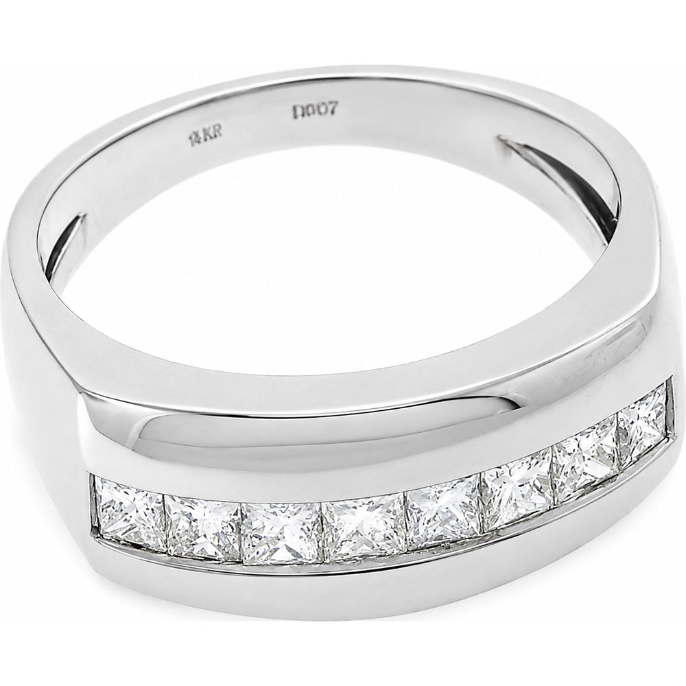 14K White Gold Men's Channel-Set Princess Cut Diamond Band - 1.05 Carat Total Diamond Weight by Auriventus