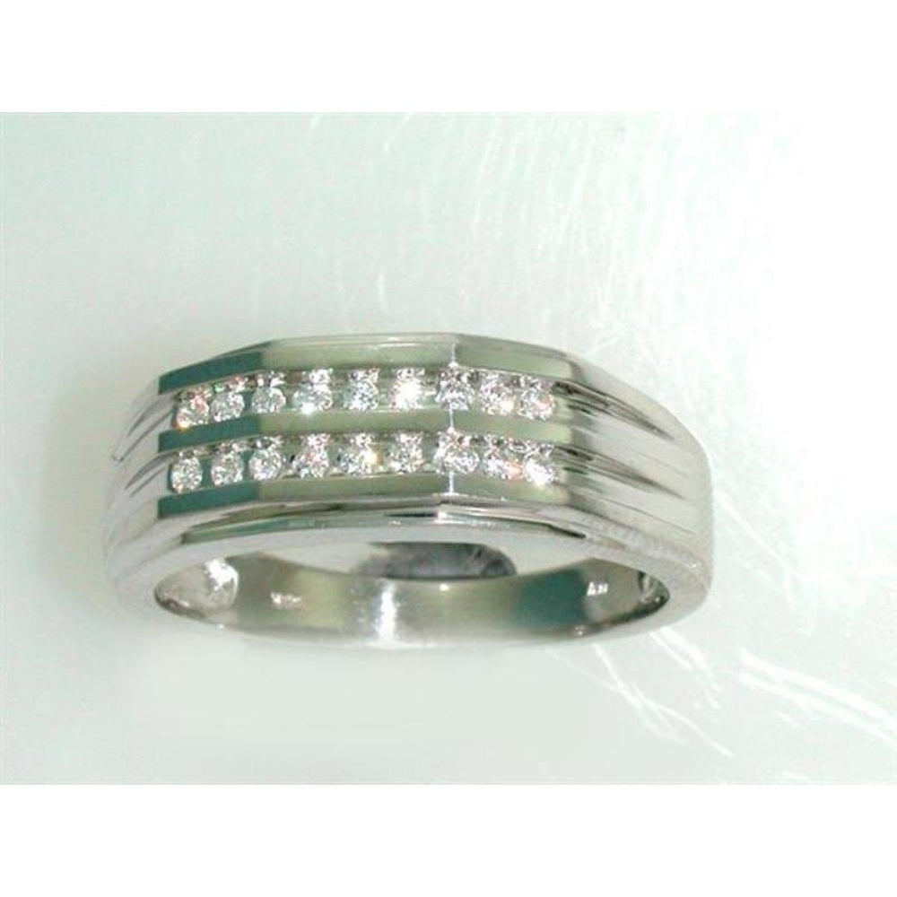 14K White Gold Men's Channel-Set Round Diamond Band - 0.36 Carat Total Diamond Weight by Auriventus
