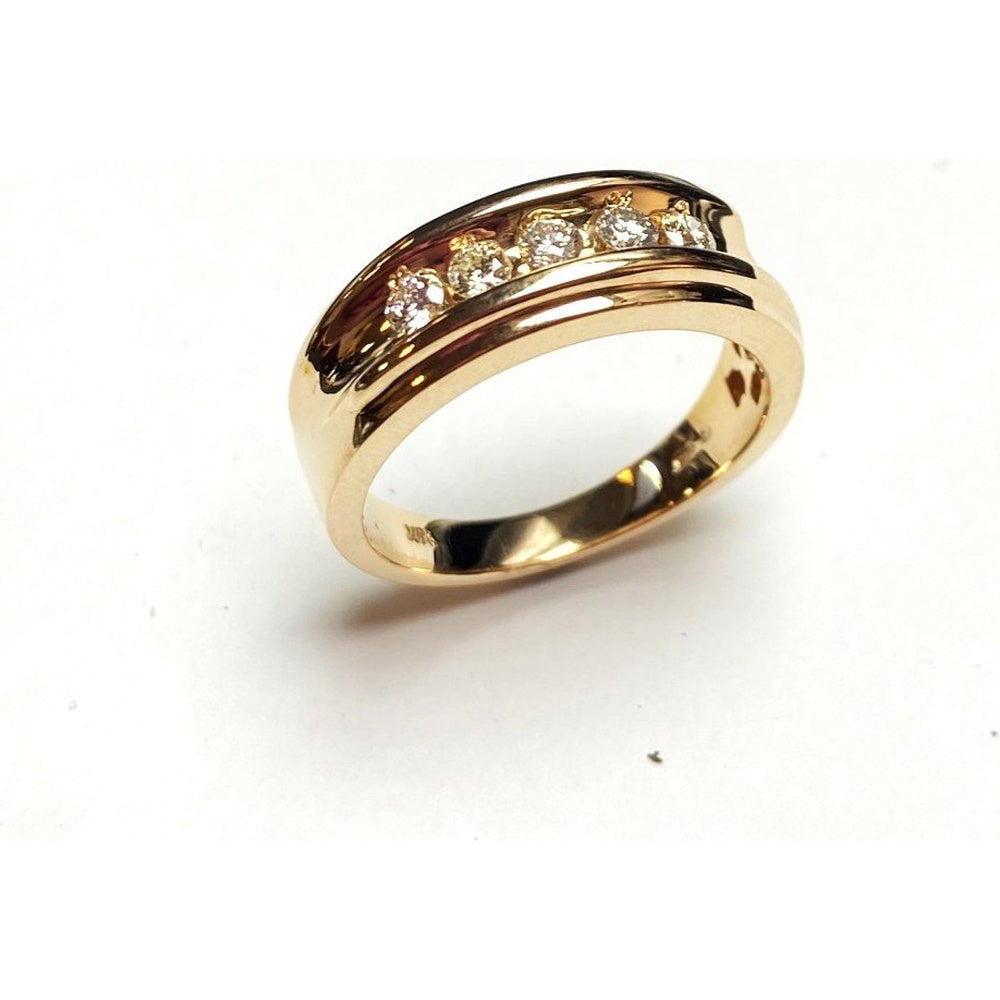 14K White Gold Men's Channel Set Round Diamond Band - 0.49 Carat Total Diamond Weight by Auriventus