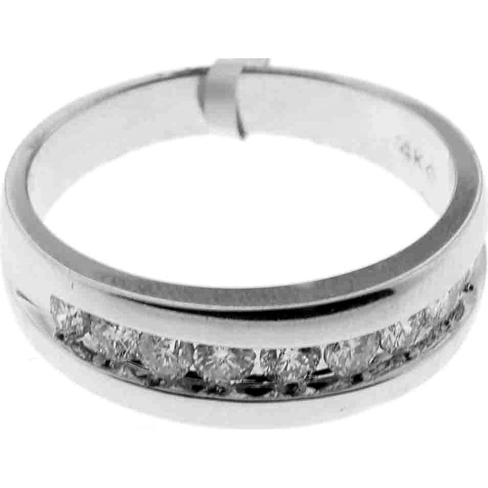 14K White Gold Men's Channel-Set Round Diamond Band - 0.62 Carat Total Diamond Weight by Auriventus