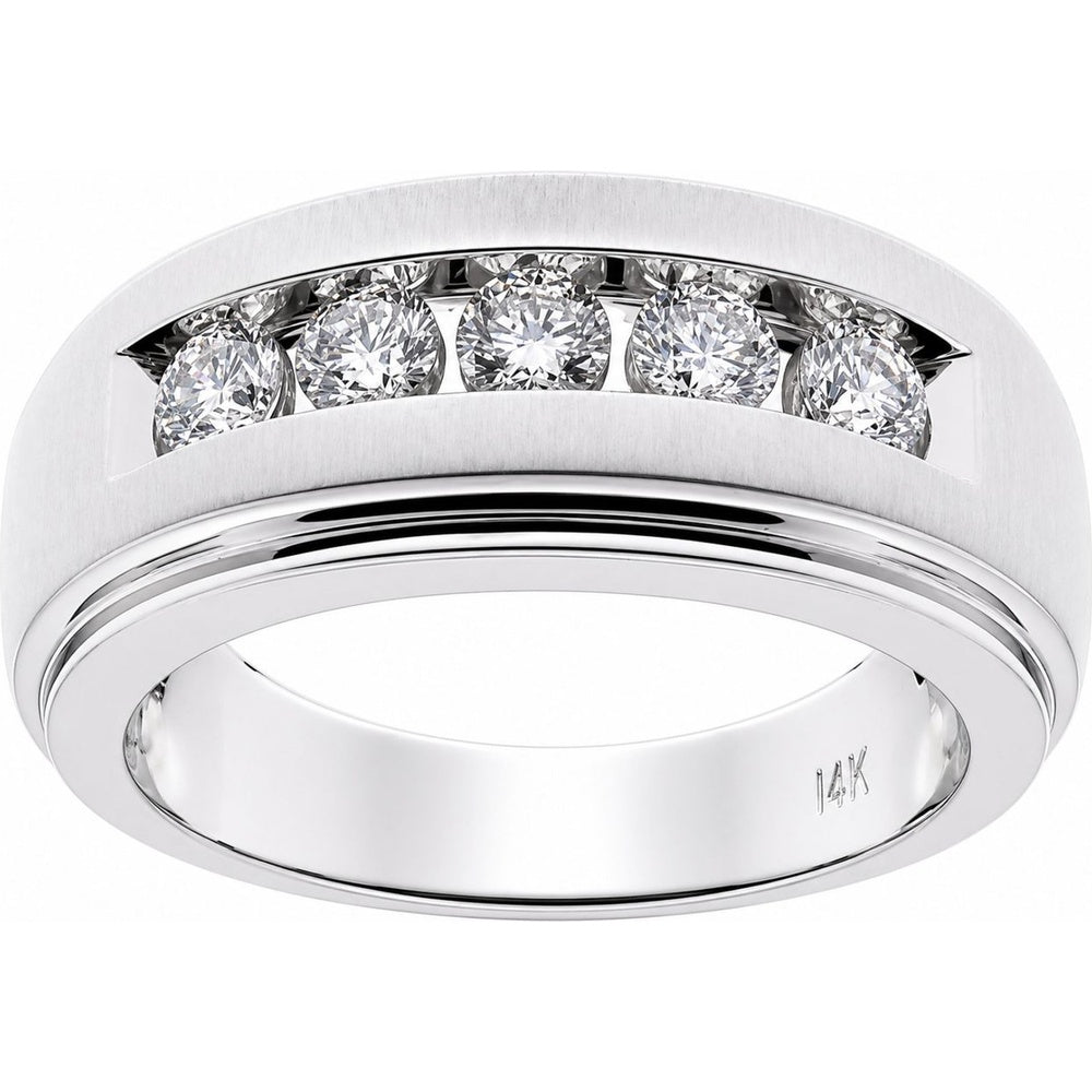 14K White Gold Men's Channel Set Round Diamond Band - 1.01 Carat Total Diamond Weight by Auriventus