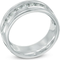 14K White Gold Men's Channel Set Round Diamond Band - 1.08 Carat Total Diamond Weight by Auriventus