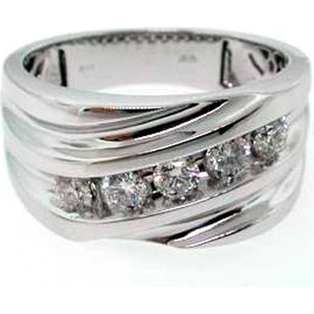 14K White Gold Men's Channel-Set Round Diamond Band Ring - 0.72 Carat Total Diamond Weight by Auriventus