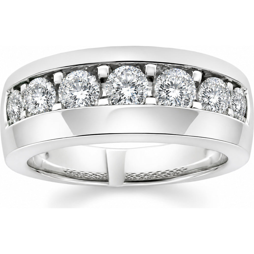 14K White Gold Men's Channel Set Wedding Band with Round Brilliant Diamonds - 0.86 Carat Total Diamond Weight by Auriventus