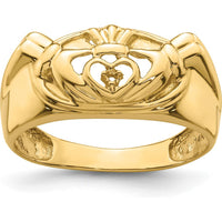 14K White Gold Men's Claddagh Band Mounting - 5mm Width, Polished Rhodium Finish by Oro Pregiato