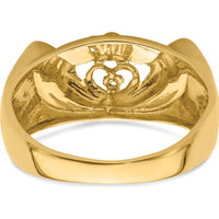 14K White Gold Men's Claddagh Band Mounting - 5mm Width, Polished Rhodium Finish by Oro Pregiato