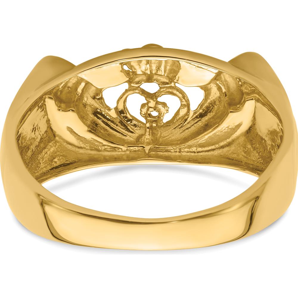 14K White Gold Men's Claddagh Band Mounting - 5mm Width, Polished Rhodium Finish by Oro Pregiato