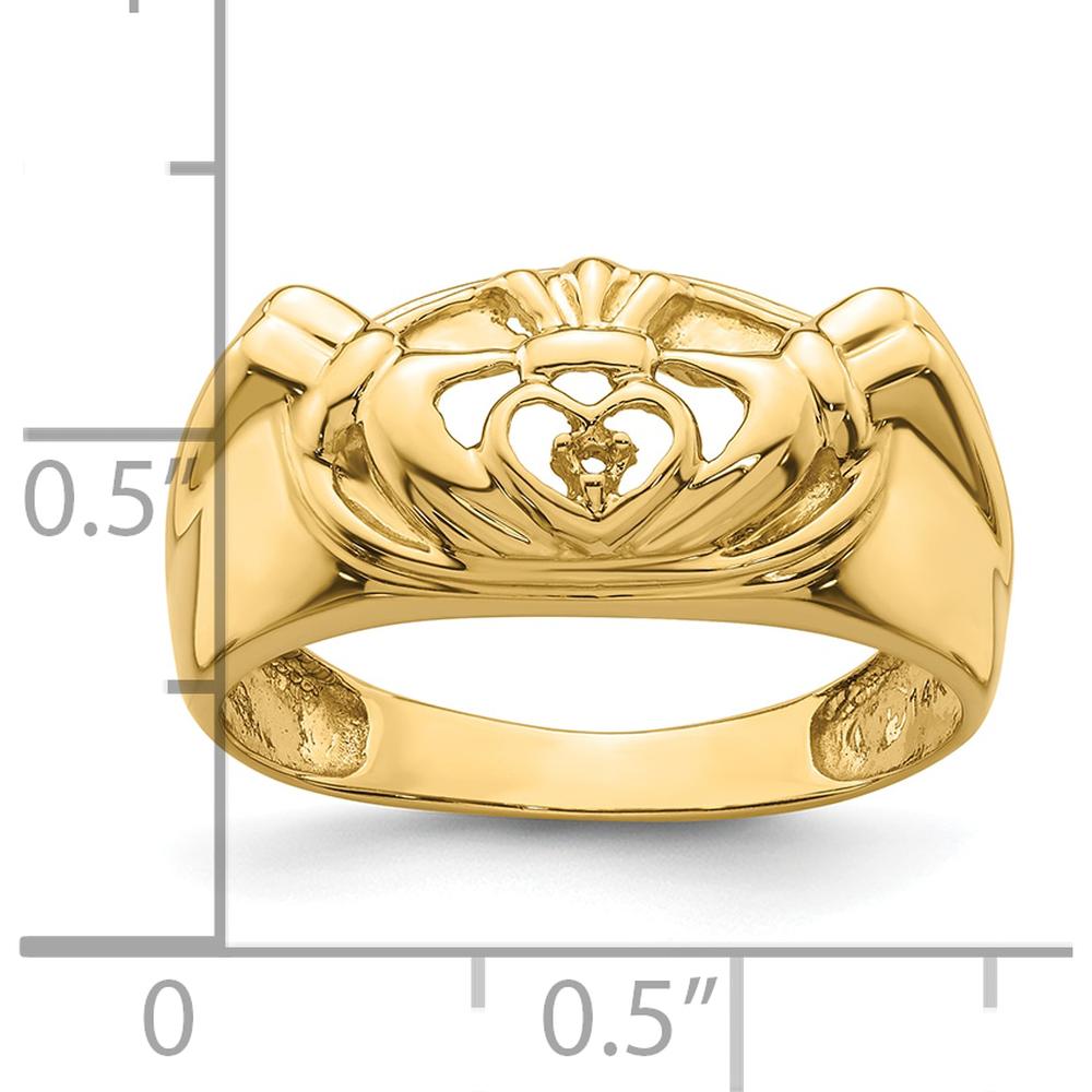 14K White Gold Men's Claddagh Band Mounting - 5mm Width, Polished Rhodium Finish by Oro Pregiato