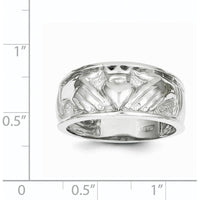 14K White Gold Men's Claddagh Band with Textured Finish and Rhodium Plating - Symbol of Love, Loyalty, and Friendship by Oro Pregiato