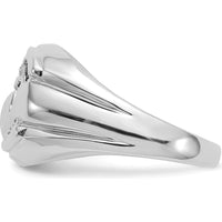 14K White Gold Men's Claddagh Ring with 14x12 mm Oval Black Onyx and 0.009 ct Round Diamonds by Oro Pregiato