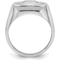 14K White Gold Men's Claddagh Ring with Crowned Heart and Rhodium Plating by Oro Pregiato