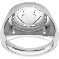 14K White Gold Men's Claddagh Ring with Crowned Heart and Rhodium Plating by Oro Pregiato