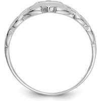14K White Gold Men's Claddagh Ring with Polished Finish and Rhodium Plating by Oro Pregiato
