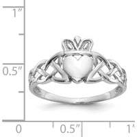14K White Gold Men's Claddagh Ring with Polished Finish and Rhodium Plating by Oro Pregiato