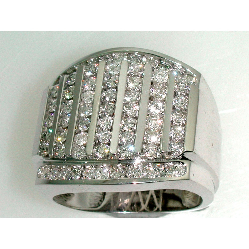 14K White Gold Men's Contemporary Channel-Set Round Diamond Ring - 2.16 Carat Total Diamond Weight by Auriventus