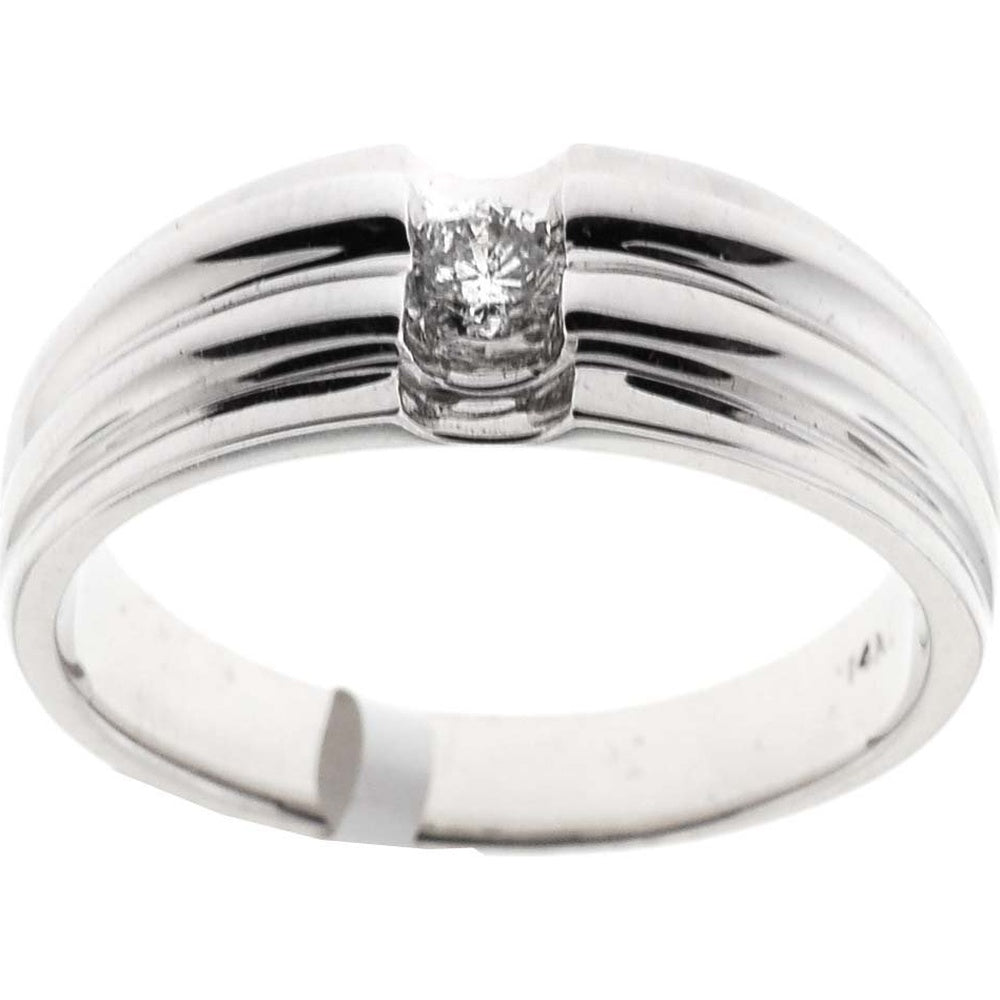 14K White Gold Men's Contemporary Ring with Channel Set Round Diamond - 0.19 Carat Total Diamond Weight by Auriventus