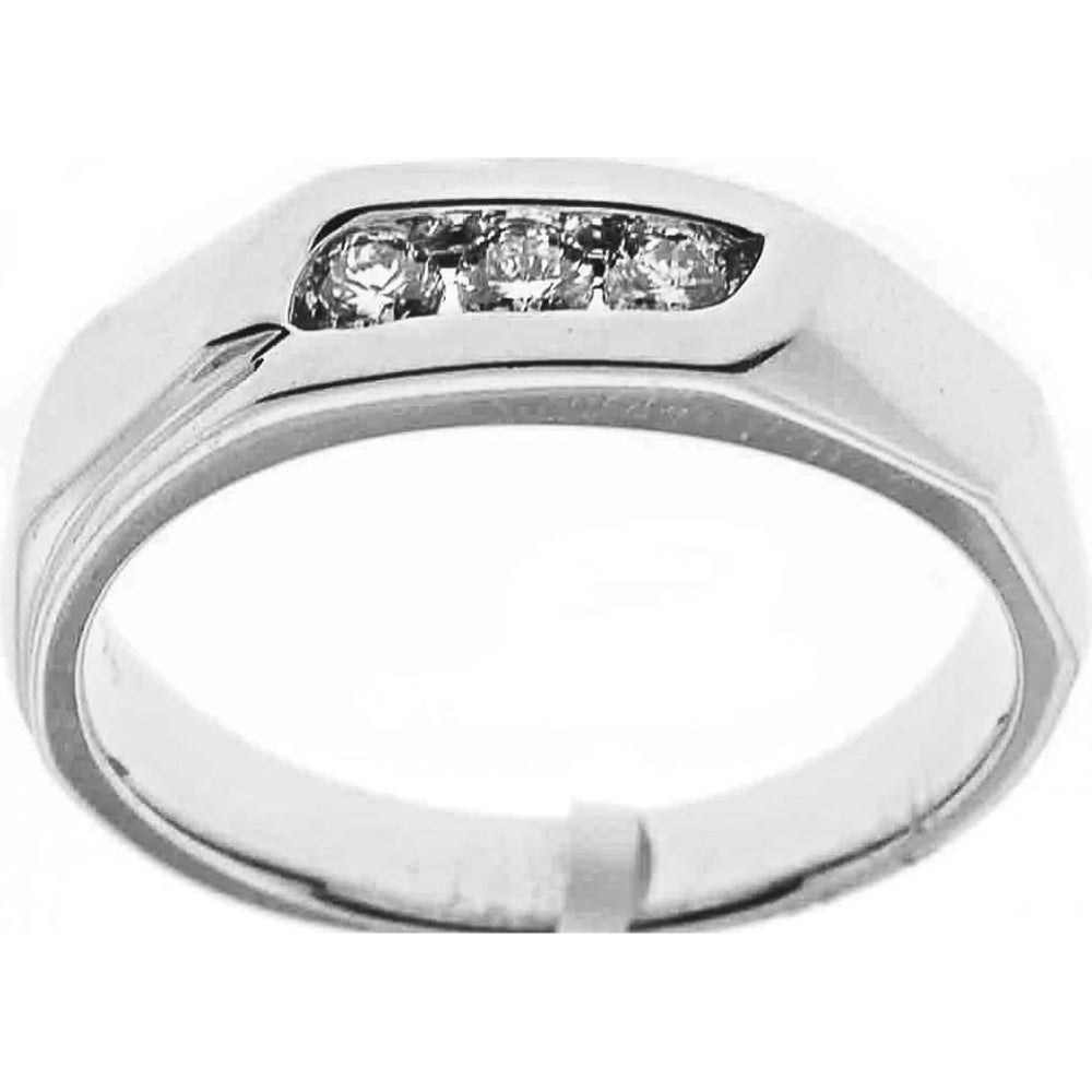 14K White Gold Men's Contemporary Ring with Channel Set Round Diamonds - 0.32 Carat Total Diamond Weight by Auriventus