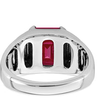 14K White Gold Men's Created Ruby and Diamond Ring with Rhodium Plating - 0.2 Carats Total Diamond Weight by IBGoodman