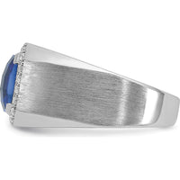 14K White Gold Men's Created Sapphire and Diamond Ring - 0.33 Carats Total Diamond Weight by IBGoodman