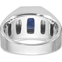 14K White Gold Men's Created Sapphire and Diamond Ring - 0.33 Carats Total Diamond Weight by IBGoodman