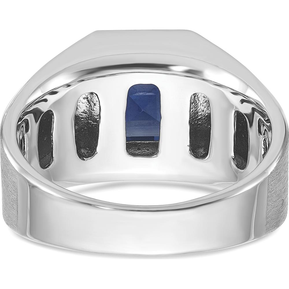 14K White Gold Men's Created Sapphire and Diamond Ring - 0.33 Carats Total Diamond Weight by IBGoodman