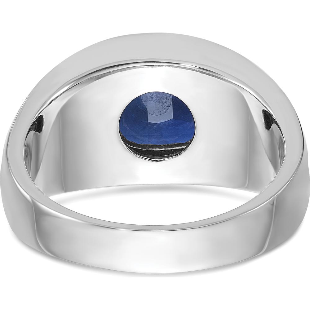 14K White Gold Men's Created Sapphire Ring with Black Rhodium - 3.25 Carats Sapphire by IBGoodman
