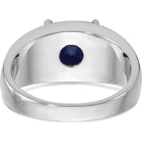 14K White Gold Men's Created Sapphire Ring with Black Rhodium - 8mm Princess Cut Square Sapphire by IBGoodman