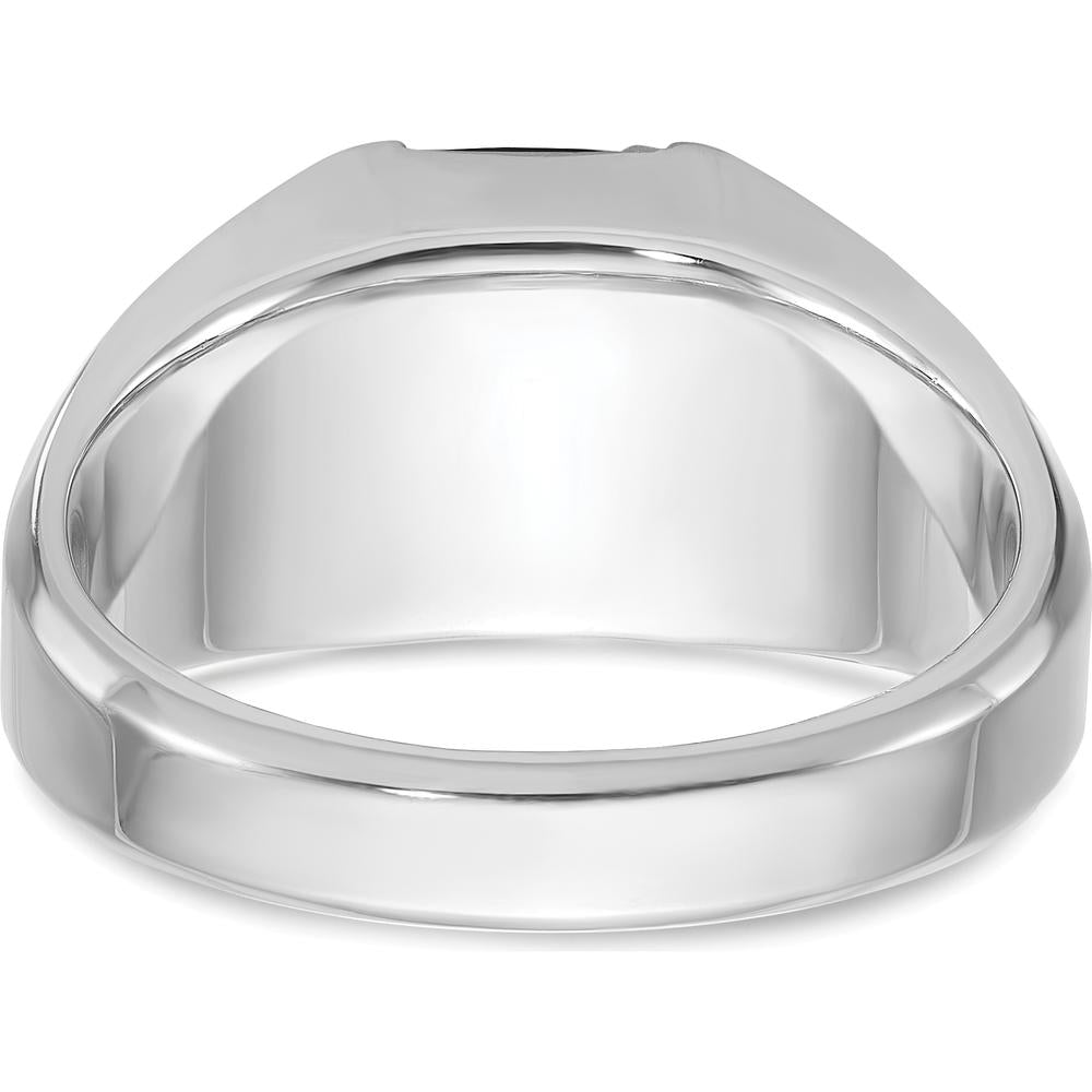 14K White Gold Men's Created Sapphire Ring with Round Diamond Accents - 3.92 Carats Total Sapphire Weight, 1/20 Carats Total Diamond Weight by IBGoodman