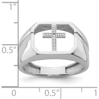 14K White Gold Men's Cross Ring with Polished Rhodium Finish and Tapered Band by Monteluci Fine Jewelry