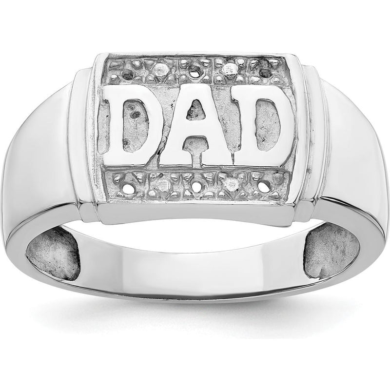 14K White Gold Men's DAD Ring Mounting with 6 Round Stone Settings - Customizable Design by 0