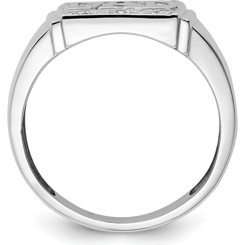 14K White Gold Men's DAD Ring Mounting with 6 Round Stone Settings - Customizable Design by 0