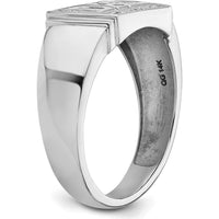 14K White Gold Men's DAD Ring Mounting with 6 Round Stone Settings - Customizable Design by 0