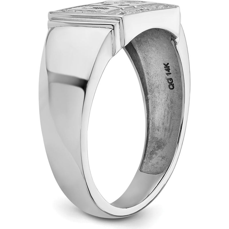 14K White Gold Men's DAD Ring Mounting with 6 Round Stone Settings - Customizable Design by 0