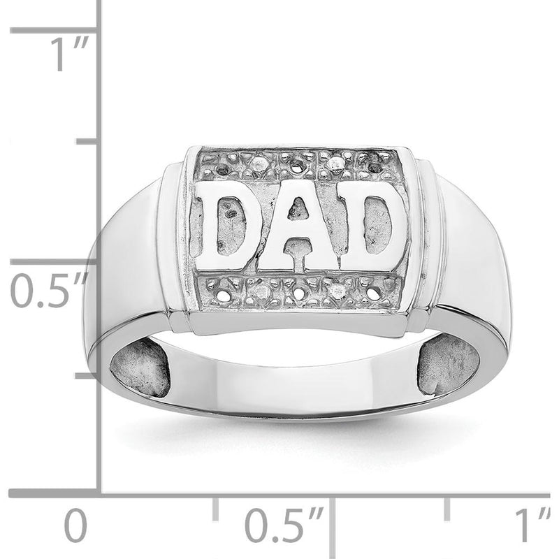 14K White Gold Men's DAD Ring Mounting with 6 Round Stone Settings - Customizable Design by 0
