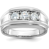 14K White Gold Men's Diamond 3-Stone Ring with 1 Carat Total Diamond Weight by IBGoodman